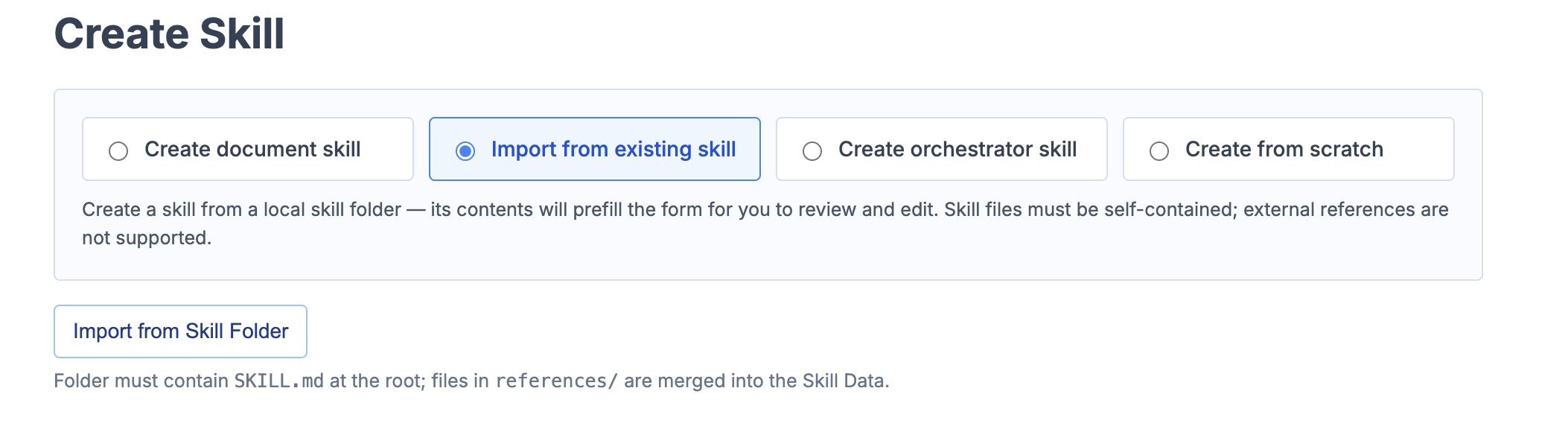 Import from existing skill folder